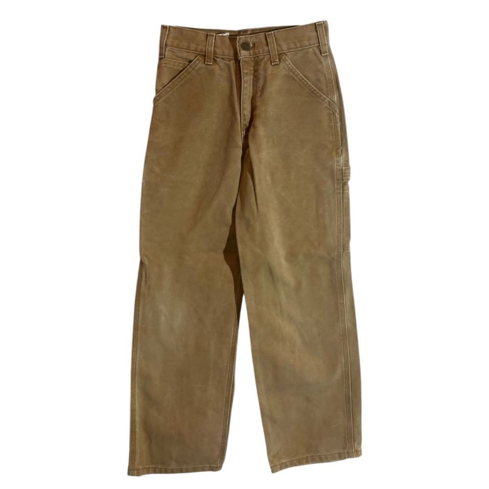 Carhartt Y26 BRN 100% Cotton Regular Youth Canvas Pants Size 12 Brown